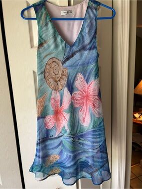 Long Paige Blue Floral V-Neck Mini Dress